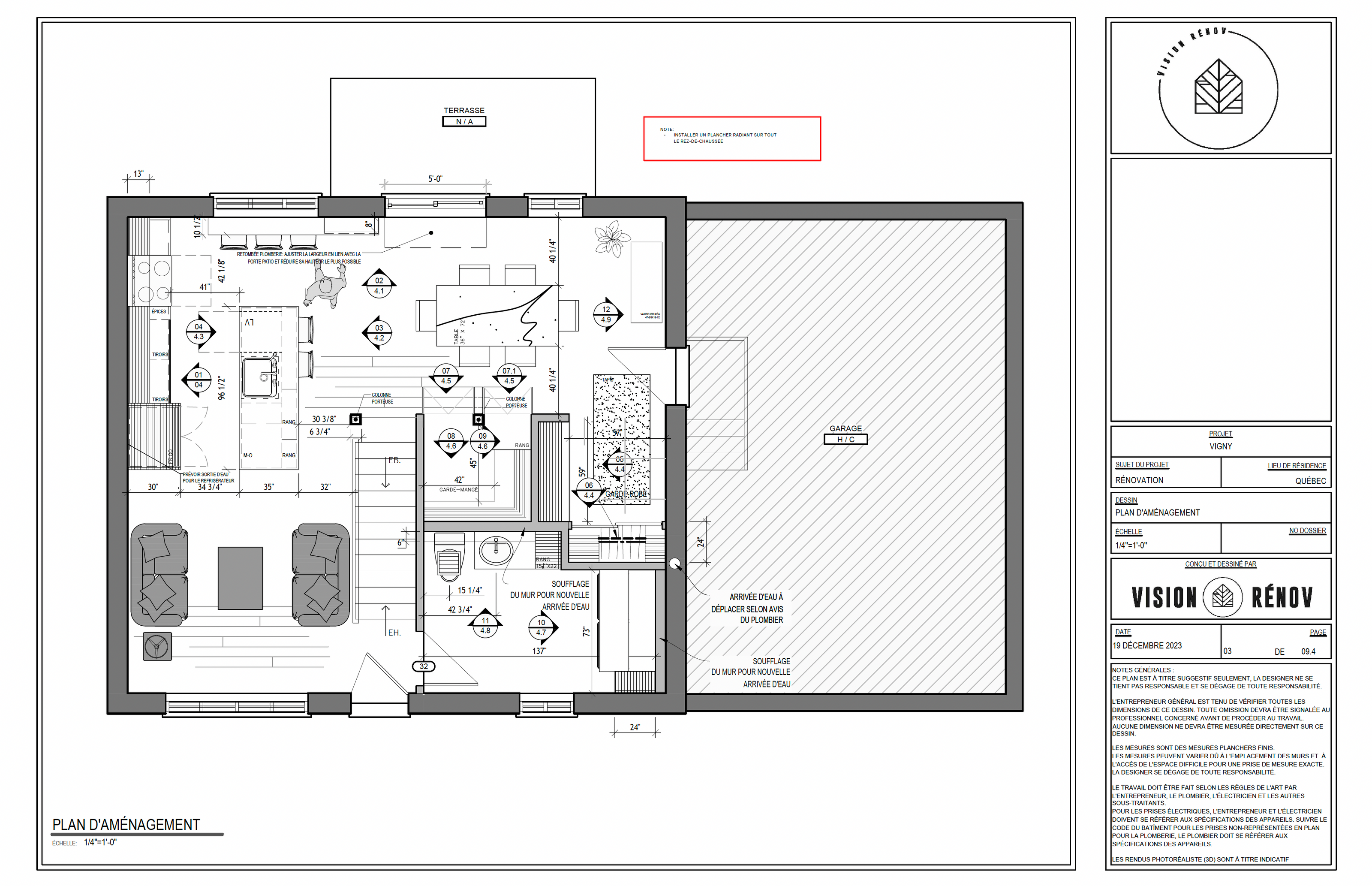 plan d'aménagement du rez-de-chaussée